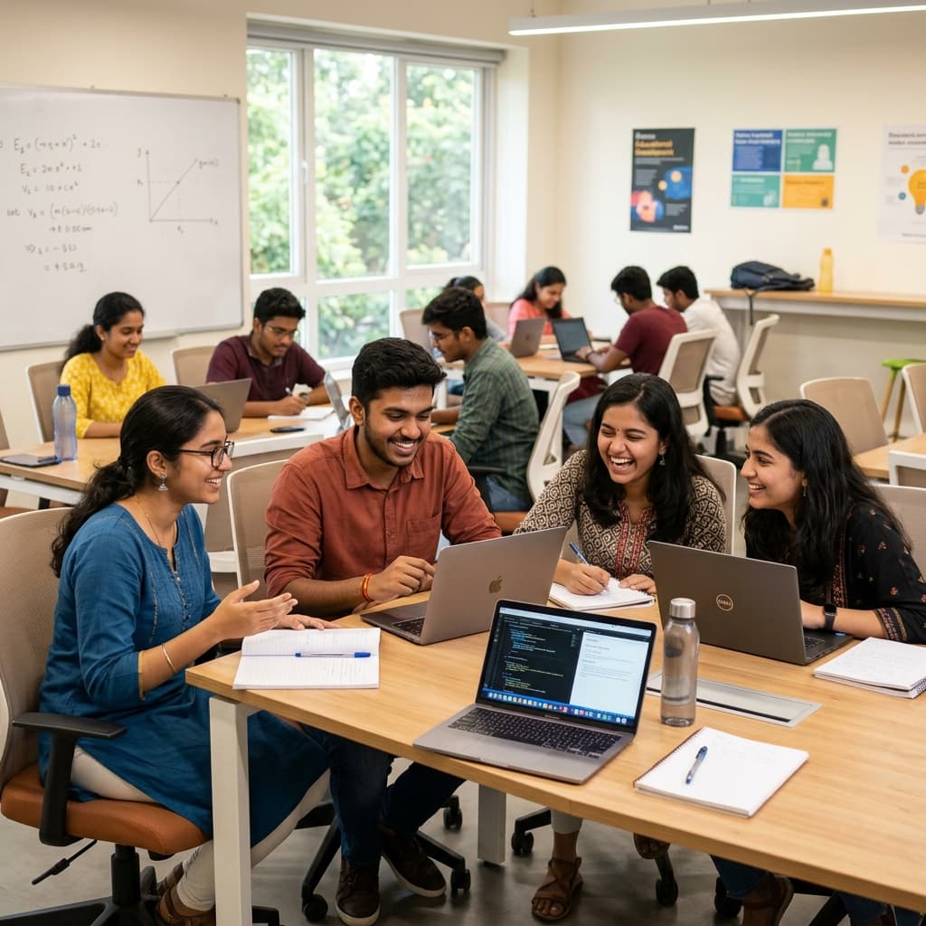 Students studying inside computer lab